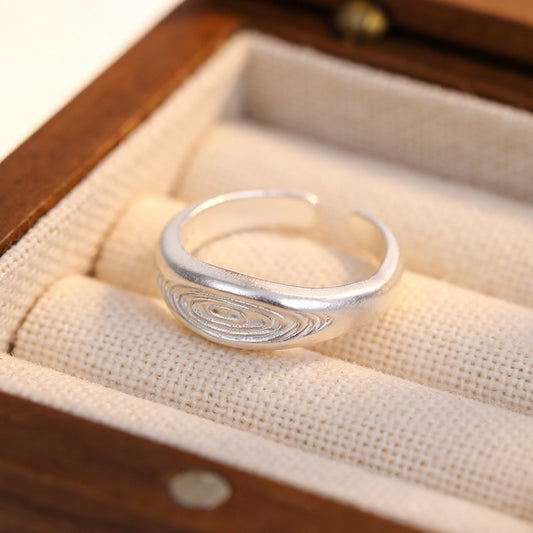 Korean Style Niche Design Retro Matte Sier Electroplated Texture Ring