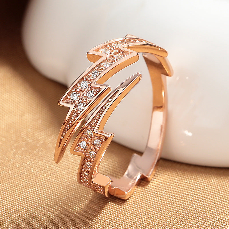 Creative Niche Irregular Lightning Open Female Rings