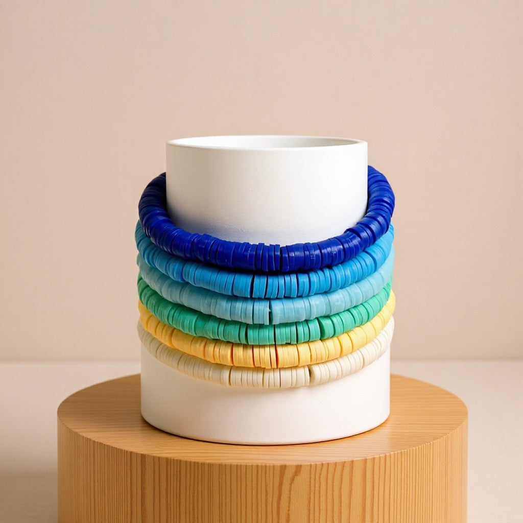 Solid Color Gradient Polymer Clay Fashion Bracelets