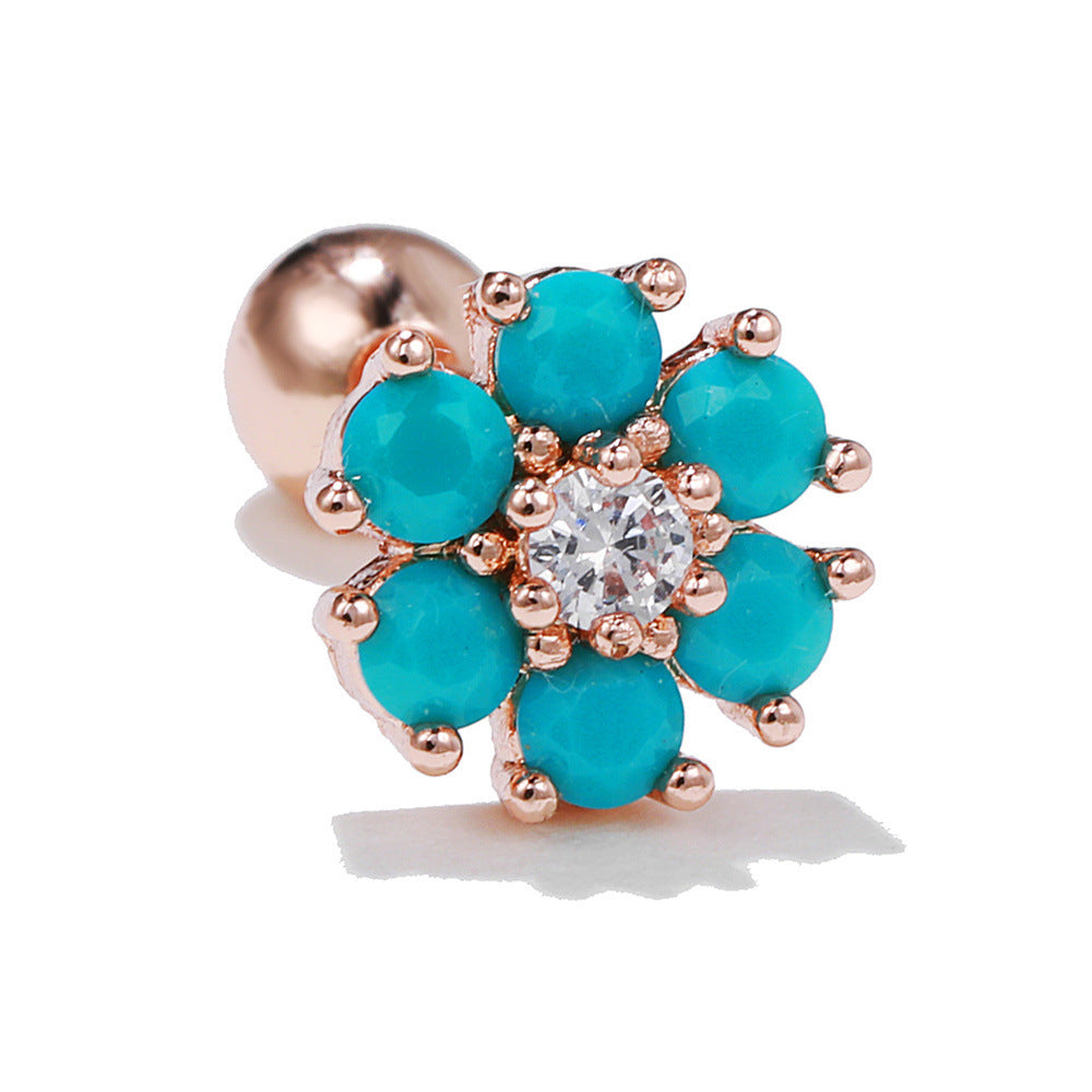 Style Retro Two-color Flower Ear Bone Gold Rings