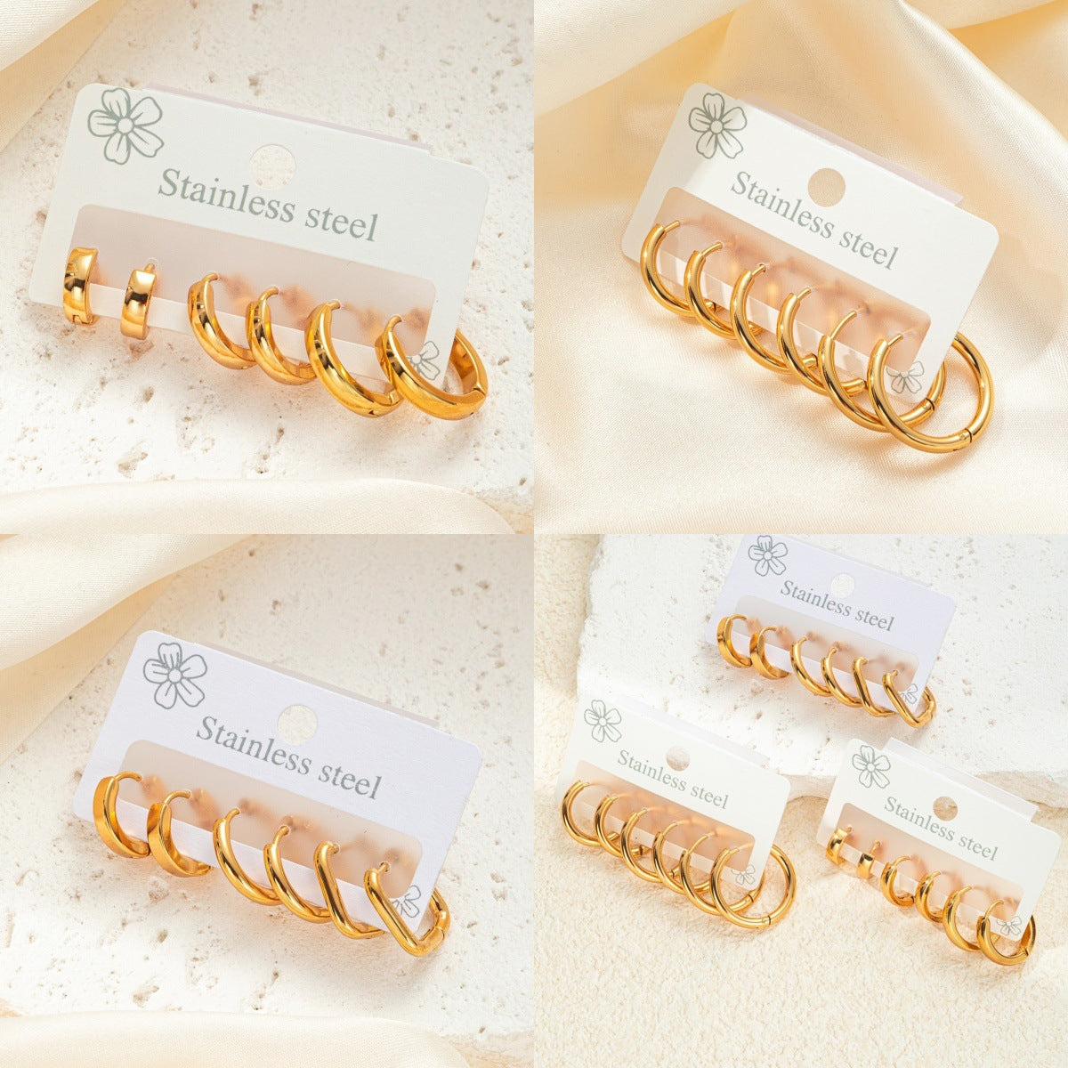 Quality Titanium Steel Ear Clip Colorfast Simple Temperament Round Stainless Stud Earrings