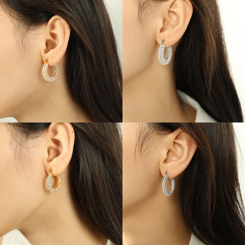 Women's Rhinestone Ear Special Interest Light Luxury Fashion Stainless Earrings