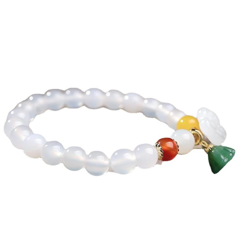 Agate Lotus Seedpod White Tea Fresh Bracelets