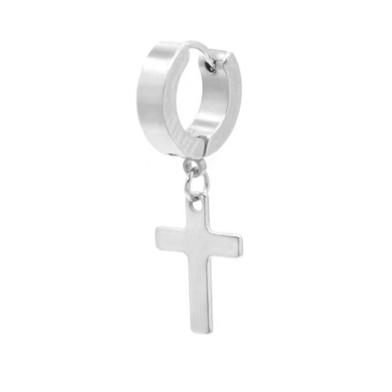 Men's Hip Hop Rock Cross Screw Vintage Dragon Earrings