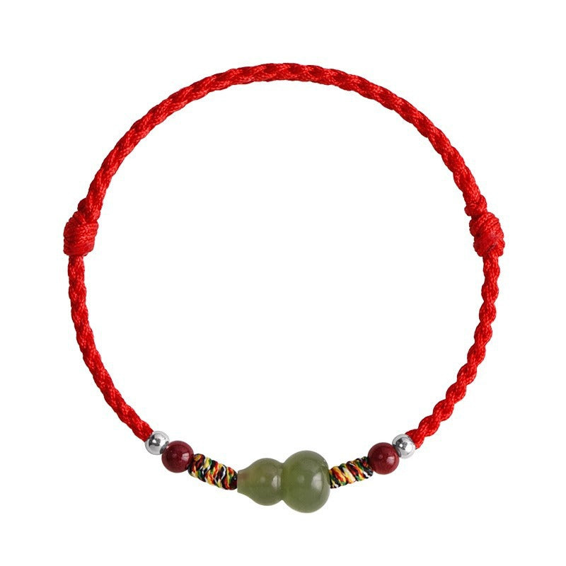 Women's & Men's Imitation Natural Jade Gourd Red Rope Original Bracelet