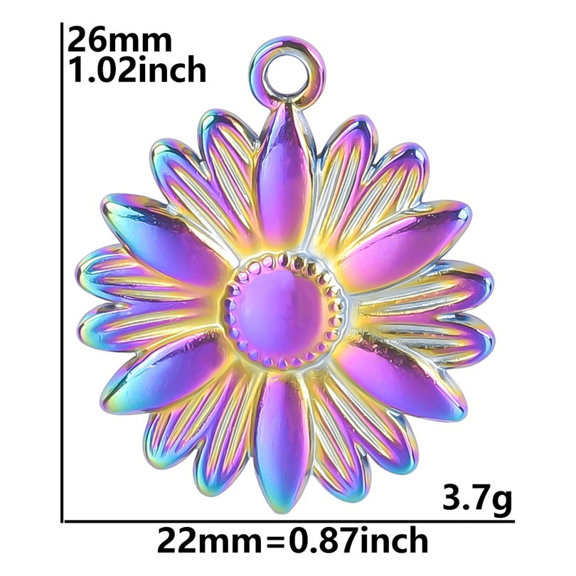 Stainless Steel Accessories Golden Sunflower Titanium Pendants