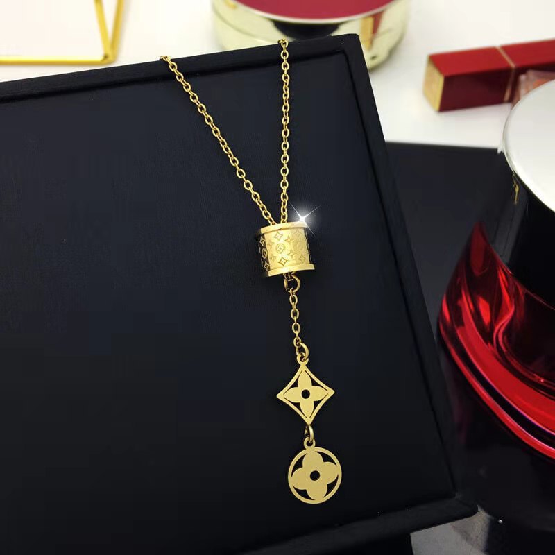 Double-sided Rose Gold Titanium Steel Female Korean Simple Necklaces