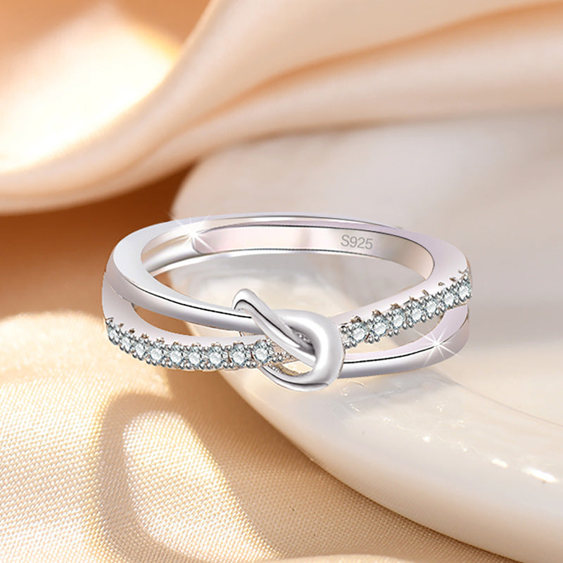 Single Row Diamond Knotted Female Korean Affordable Luxury Rings