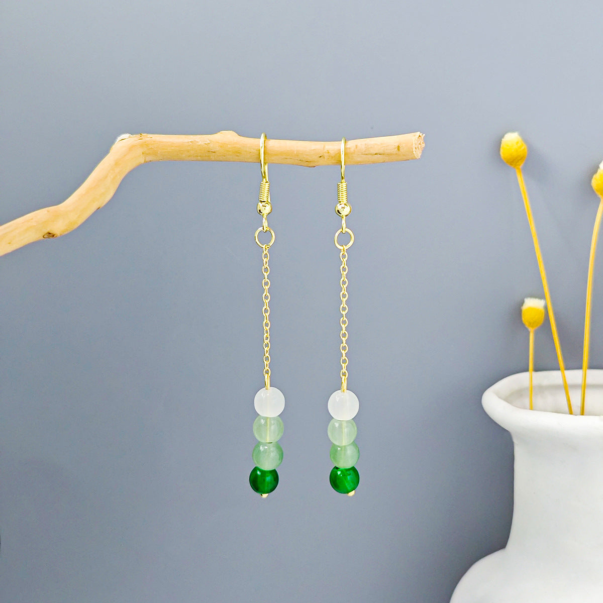 Chinese Ancient Style Beaded Long Fringe Han Earrings