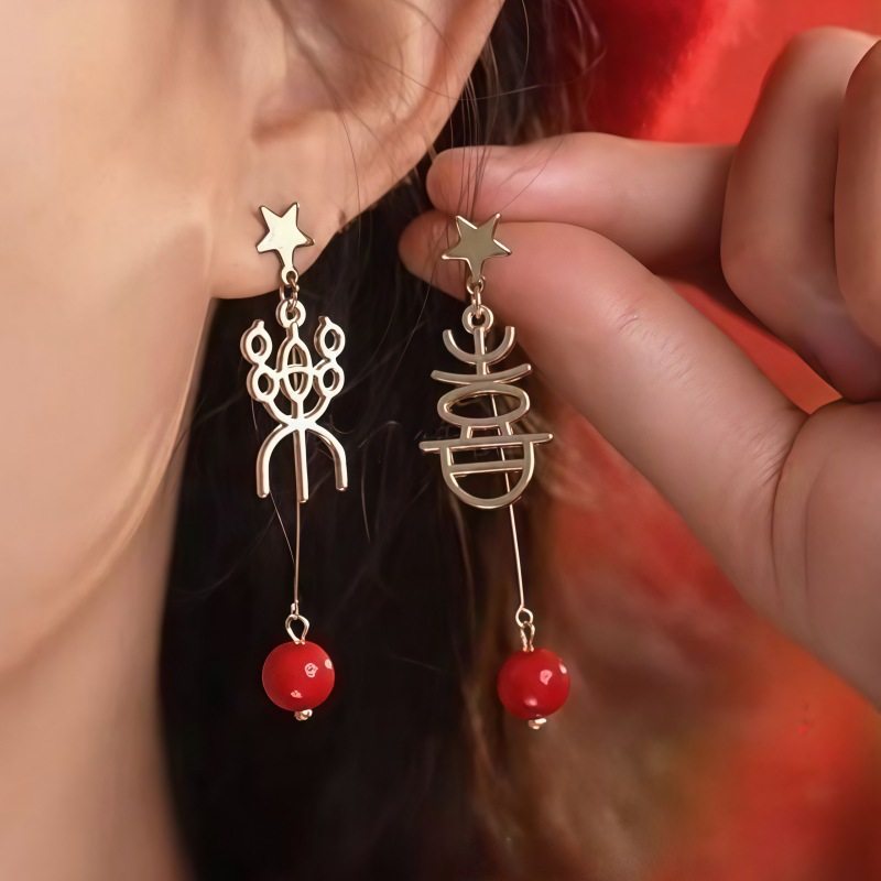 Women's Life Red Veet Pony Pearl For Niche Design Atmosphere Unique Stud Earrings