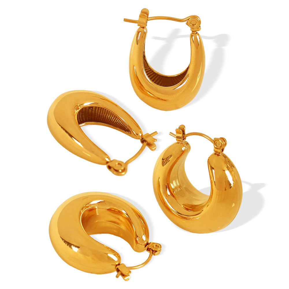 Titanium Steel Thick Cylindrical Hollow Ear Female Plated Solid Polished Rings