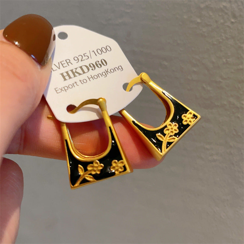 Cool Style Fashion Design Sense Ancient Gold Bag Clip Female Earrings
