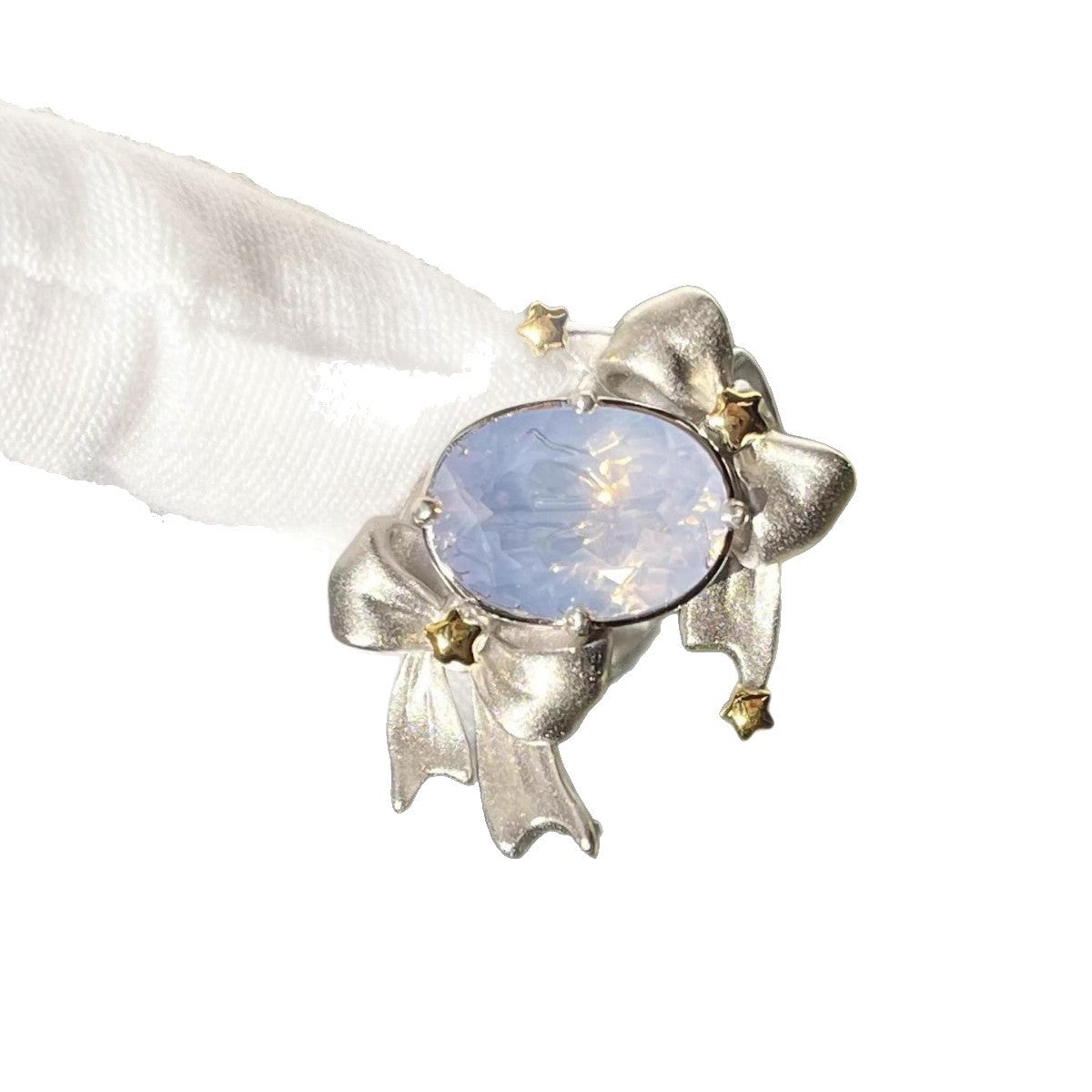 Imitation Blue Treasure Egg Noodles Bow Female Niche Ring