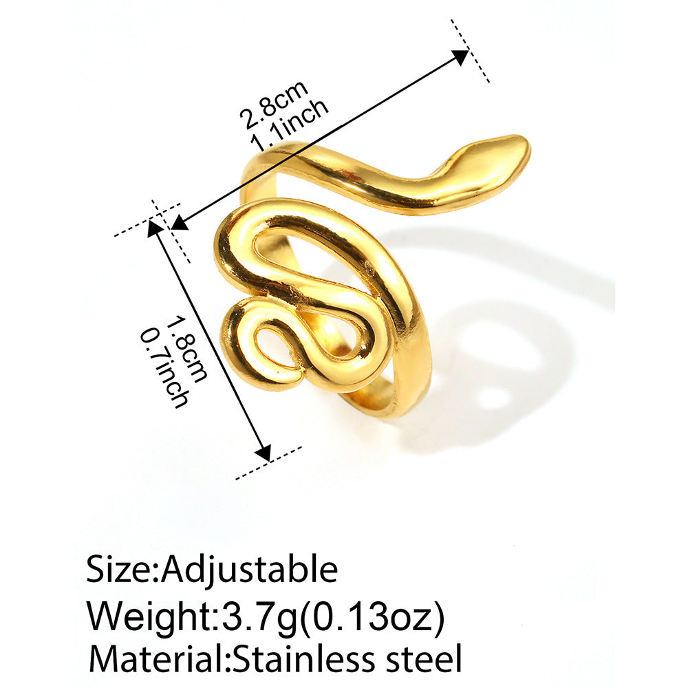 Women's Geometry Pattern Chain Cross Open Gold-plated Stainless Ring