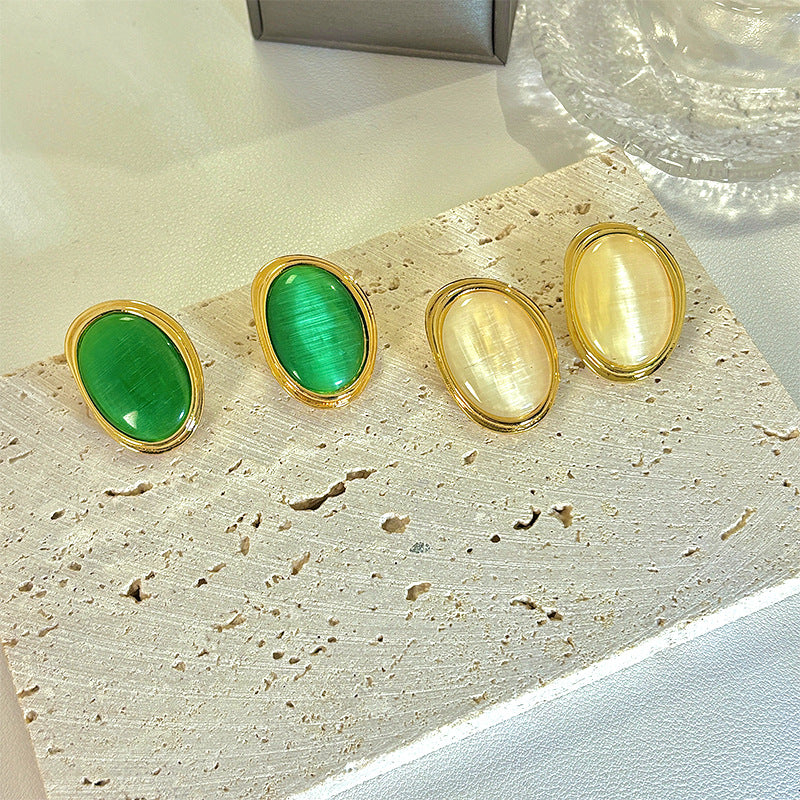 Court Opal Bean-shaped High Sense Female Niche Elegant Rings