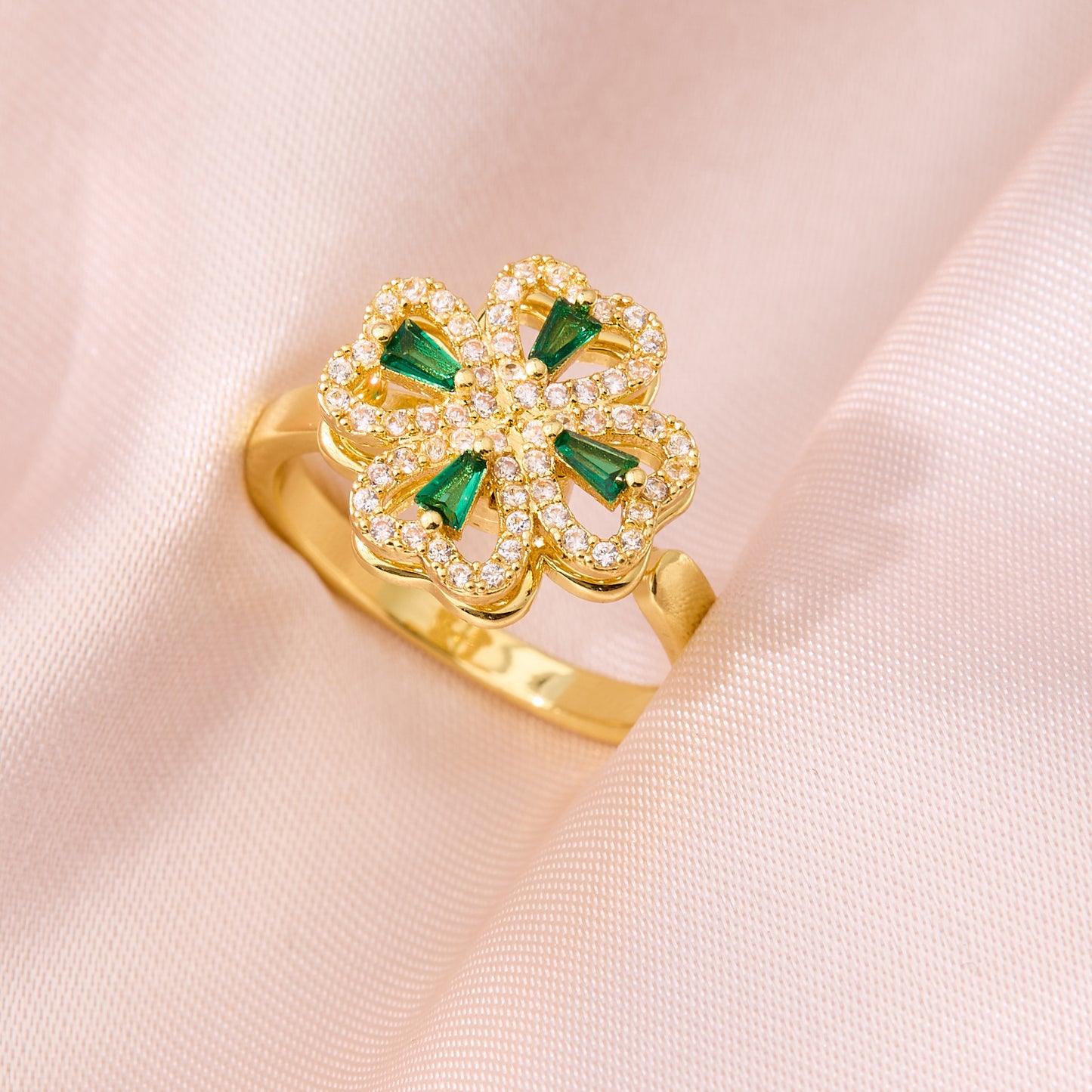 Valentine's Day Gift Flower Zircon Rotatable Ring