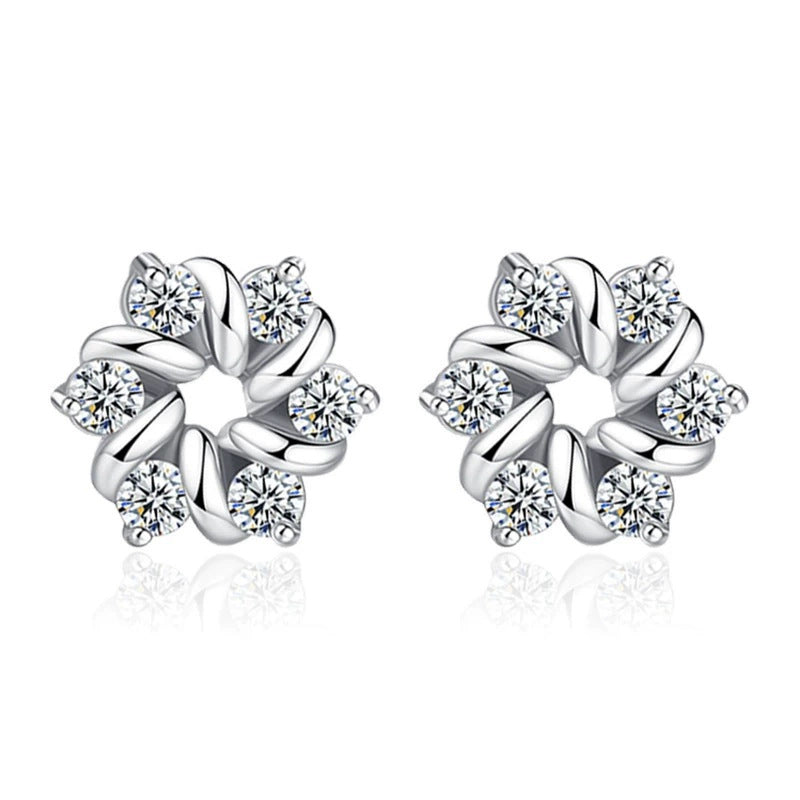 Zircon Sier Needle Love Moissanite Simulation Geometric Earrings