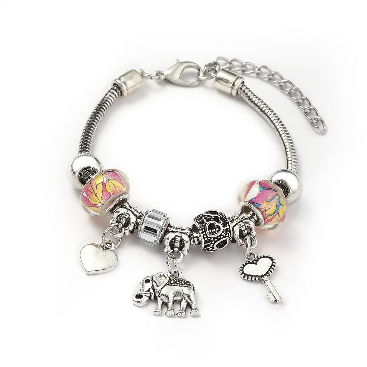 Glass Bead Small Elephant Lucky Tree Retro Transparent Bracelet