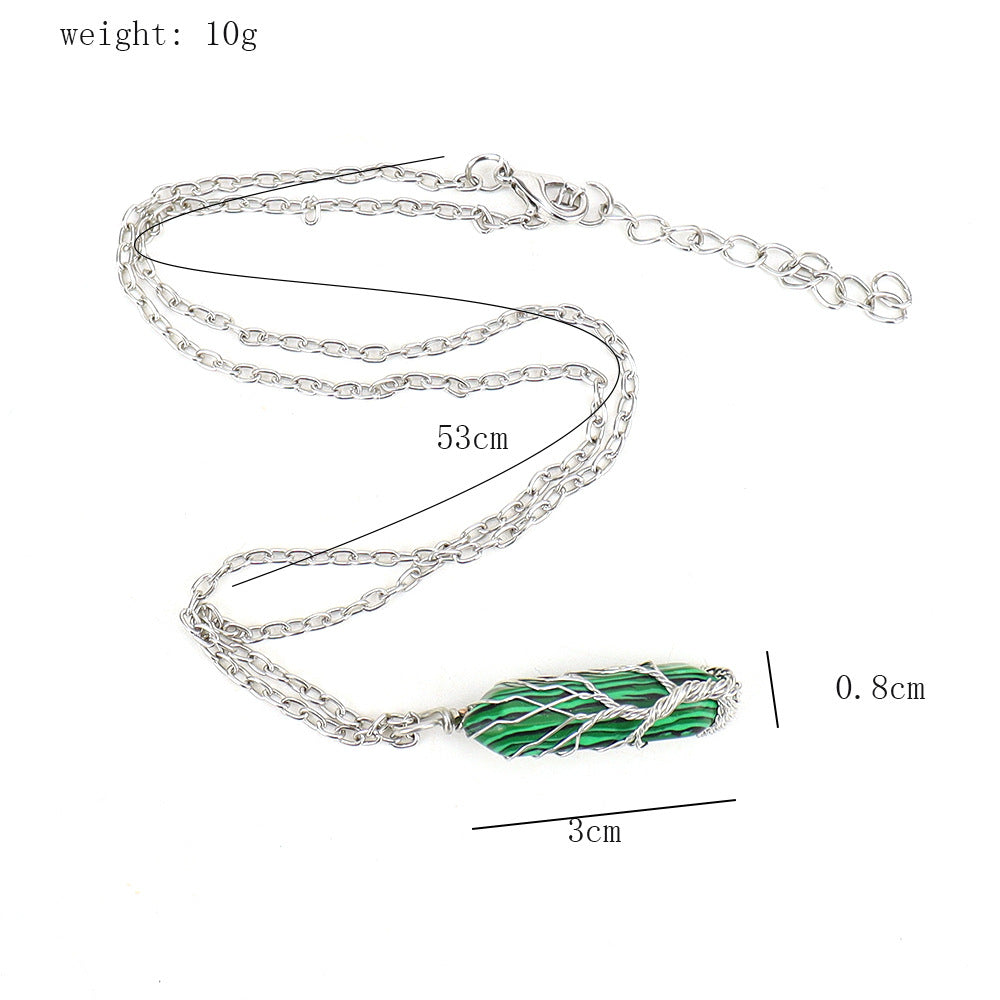 Live Broadcast Natural Hexagon Prism Winding Lucky Tree Crystal Necklaces