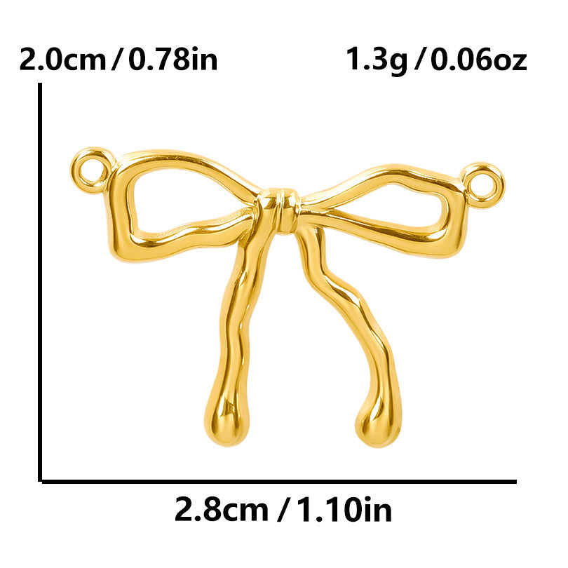 Stainless Steel Golden Bow Fashion Ornaments Pendants