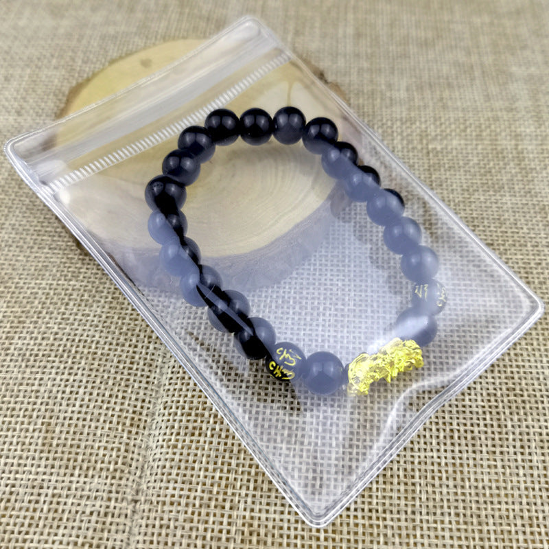 Men's Obsidian Gilt Six Words Mantra Two Yuan Store Bracelet