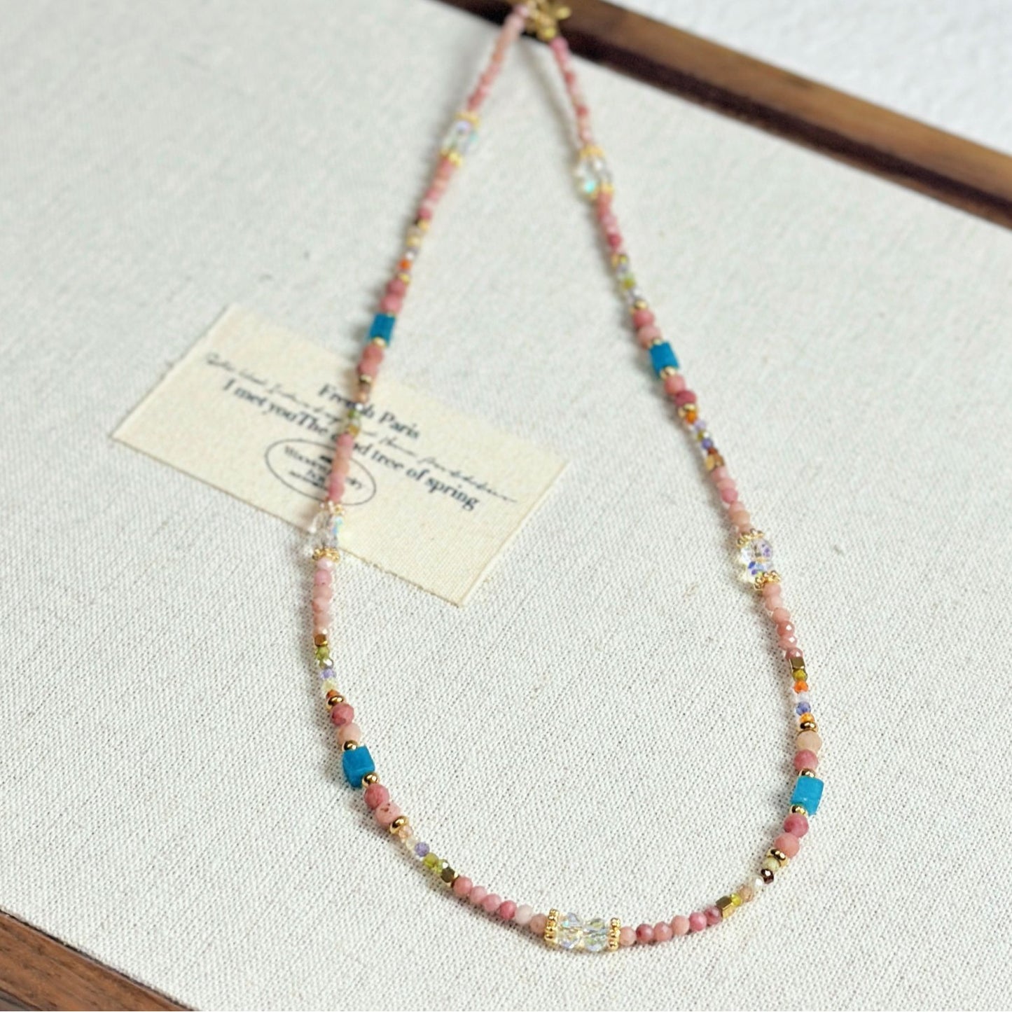 Women's Style Pink Rose Stone Beaded High Sense Light Luxury Minority Necklace