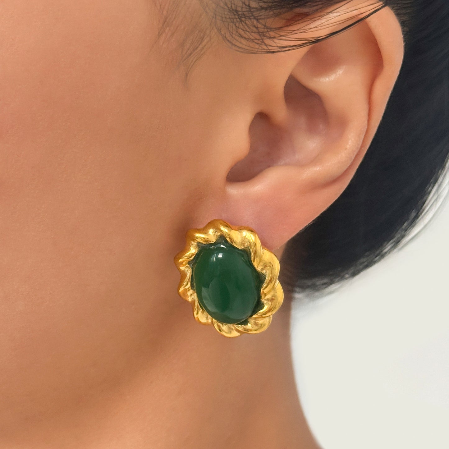 Gold Retro Bright Gem Elegant Lace Earrings