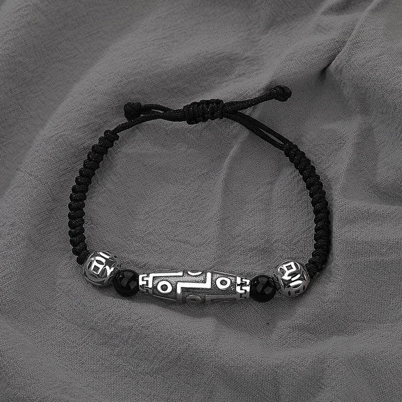 Men's Simple Personality Ethnic Style Handmade Beads Woven Black Bracelet