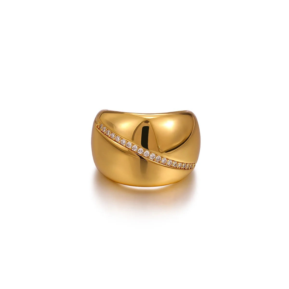 Luxury Geometric Inlaid Zircon Open Niche Trendy Ring