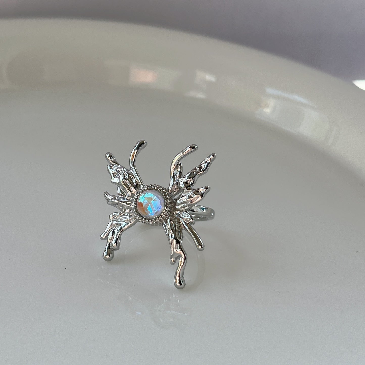 Liquid Butterfly Lava Opening Sweet Cool Hip Hop Opal Blue Ring