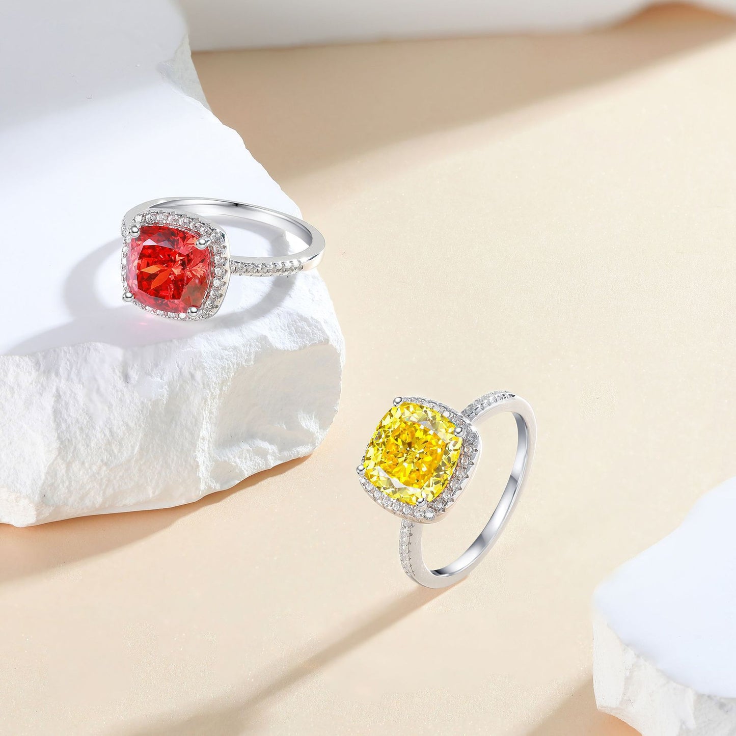 Karat High Carbon Rhinestone Female Niche Advanced Light Rings