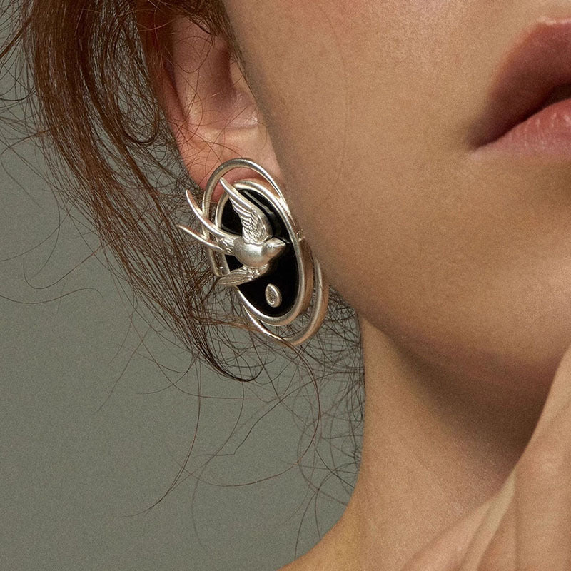 Retro Bird Open-end Pearl Personality Creative Niche Rings
