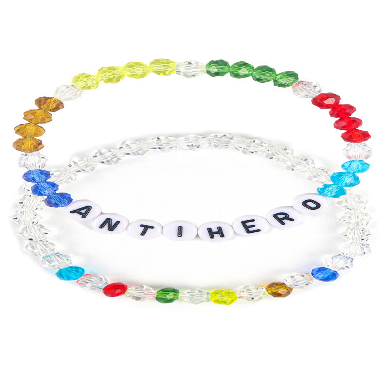 English Name Colorful Beads Rhombus Cut Bracelets