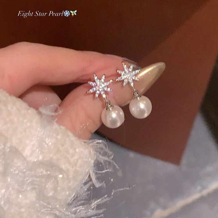 Women's Style Refined Zircon Flower Pearl Light Luxury High-grade Ear Earrings