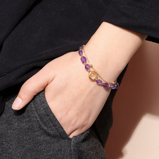 Women's Natural Amethyst Matching Fresh Citrine Double Bracelet