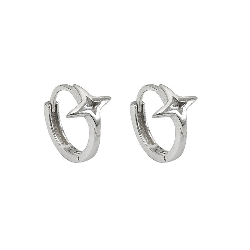 Twin Cold Street Unisex Style Everyday Joker Hollow Four Stars Ear Buckle
