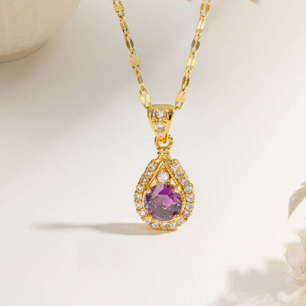 Women's Micro Inlaid Zircon Sun Star Moon Zodiac Clavicle Necklace