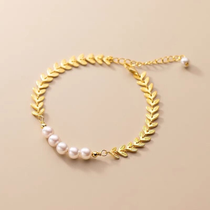 Leaf Goddess Pearl Design Simple Temperamental Necklace