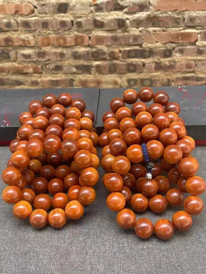 Black Oil High Density Wooden Prayer Beads Gentiana Pattern Bracelet