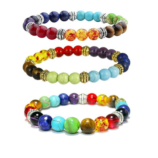 Women's Colorful Natural Stone Agate Bead Couple Bracelet