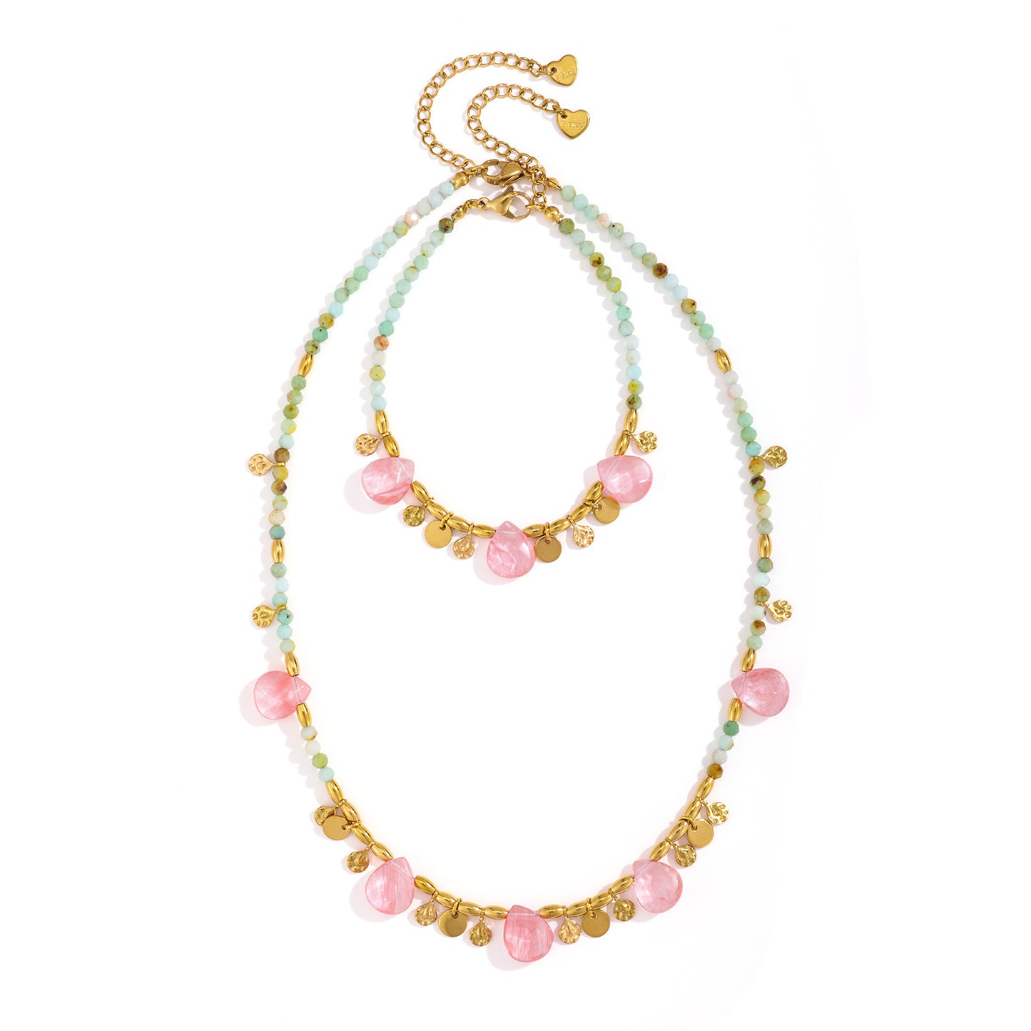 Women's Green Natural Stone Seaside Beach Style Water Necklace