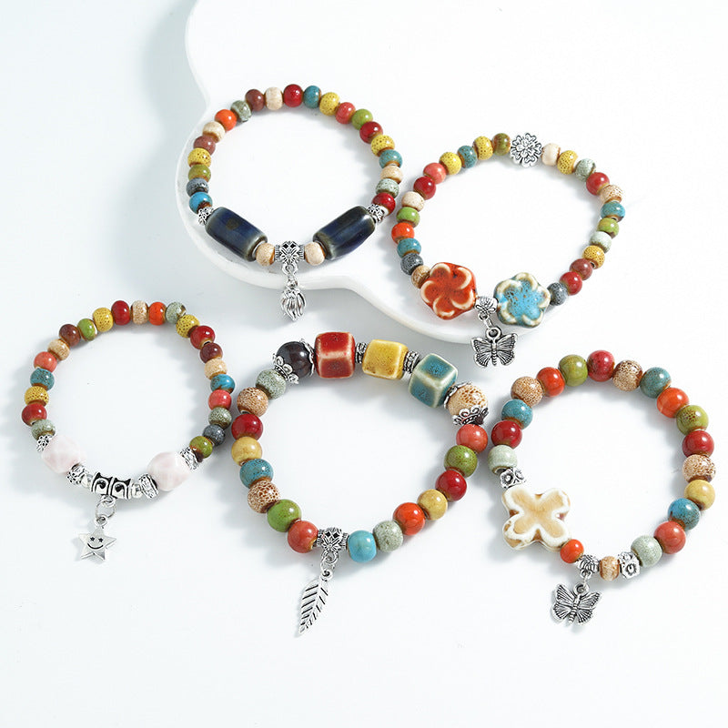 Ethnic Style Ceramic Beaded Artistic Ancient Bracelet