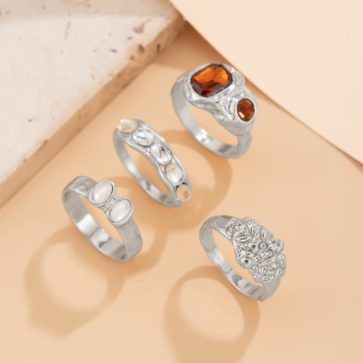 Sweet Cool Lava Geometric Diamond Suit Personality Rings