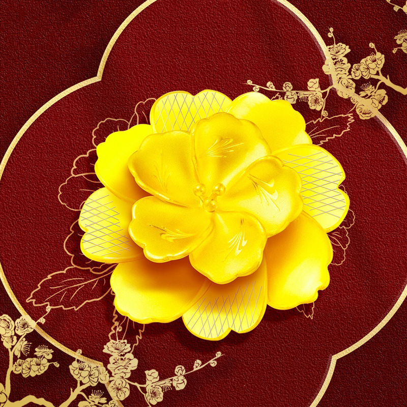 Gold Peony Flower Blooming Rich Clavicle Pendants