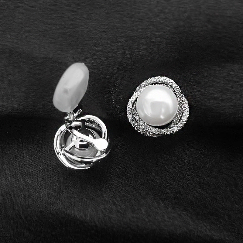 Women's Korean Style Temperament Sier Ear Pearl Fashion Earrings
