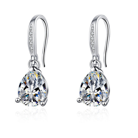 Women's Sier Ear Jeweled Korean Fashionable Simple Earrings
