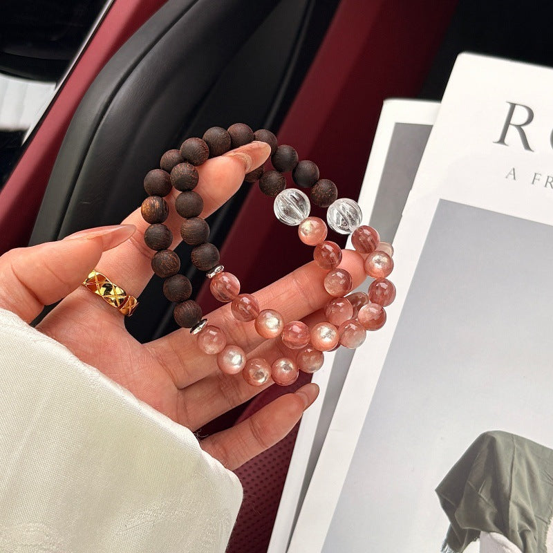 Rose Chinese Natural Powder Lepidolite Crystal Bracelet