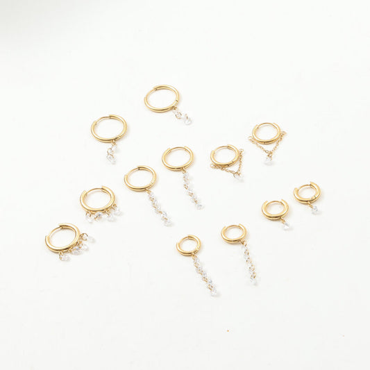 Open Hanging Zircon Titanium Steel Gold-plated Earrings