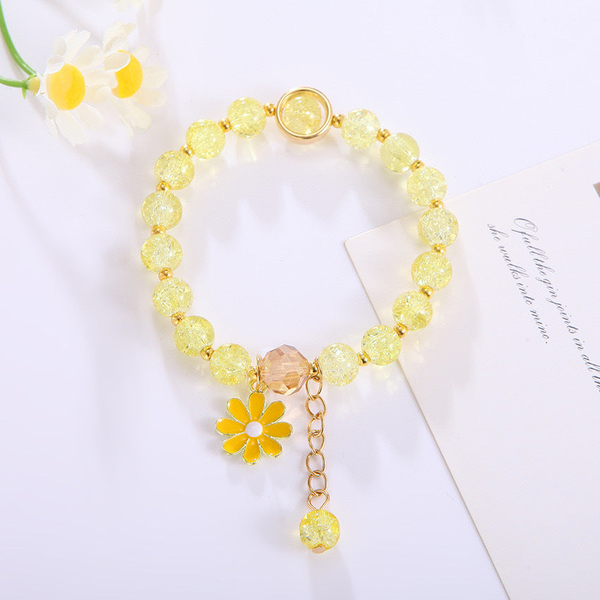 Cracked Cystal Crystal Female Pink Sunflower Sisters Girlfriends Little Bracelets