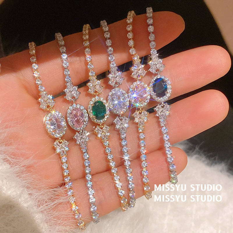 Women's Zircon Oval Korean Style Sweet Light Luxury Bracelet